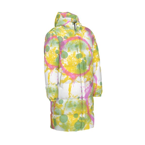 Warme Wintermantel mit Hundemotiv Tyson– Popart Hundemotiv, 90% Daunen, 10% Federn, bunt, stylisch, AmStaff, Staff, Staffordshire, Pitbull, Pit, Soka, XXL Bully, Größe XS- 4XL